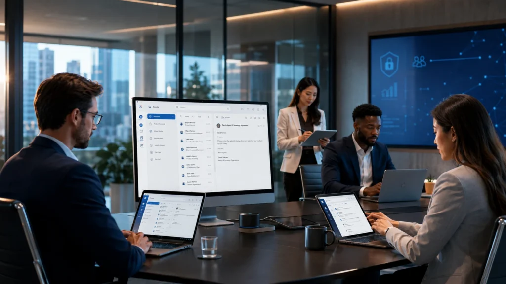 Imagen corporativa profesional relacionada con transformación digital, trabajo colaborativo y tecnología