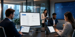 Imagen corporativa profesional relacionada con transformación digital, trabajo colaborativo y tecnología